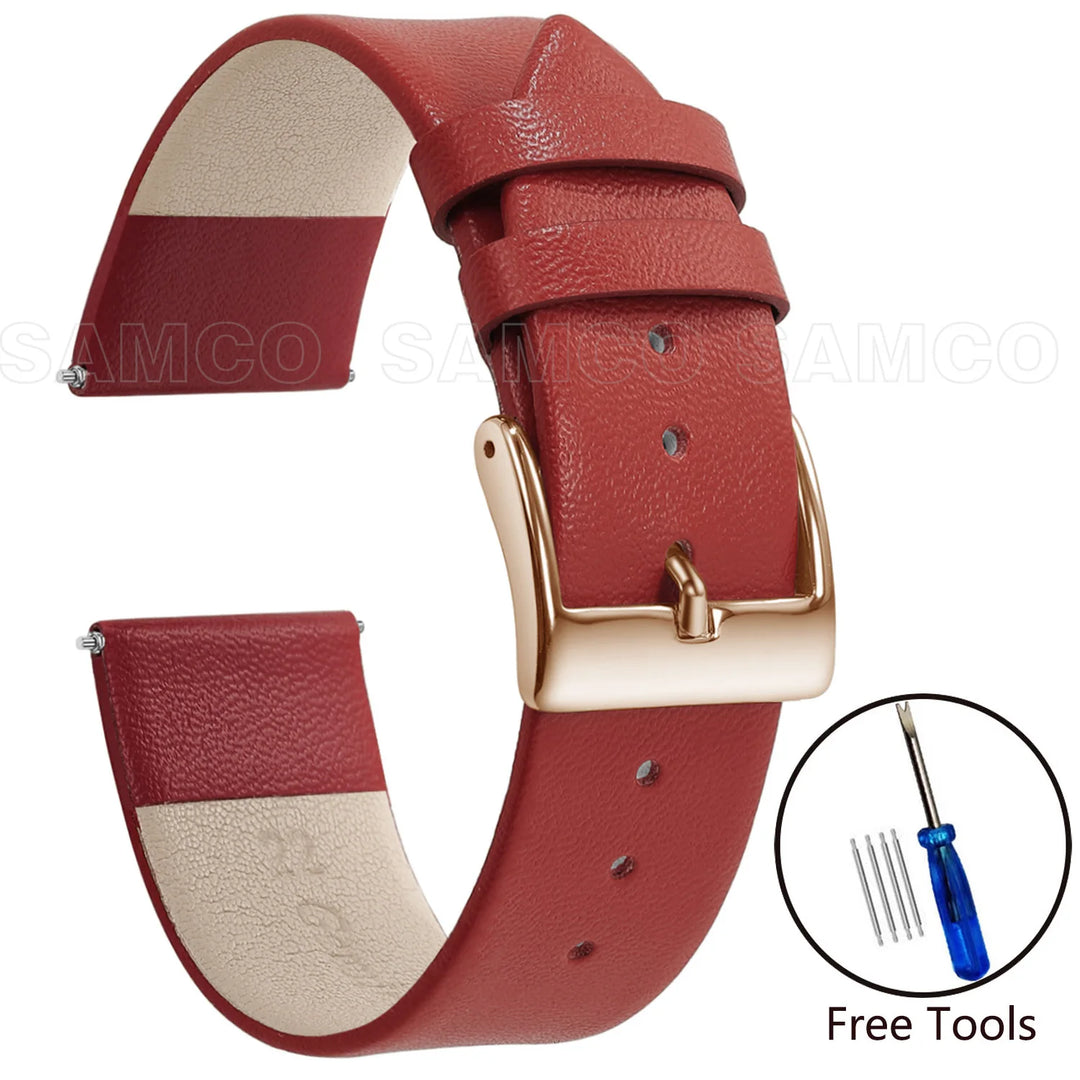 Minimalist Leather Watch Strap 12–22mm