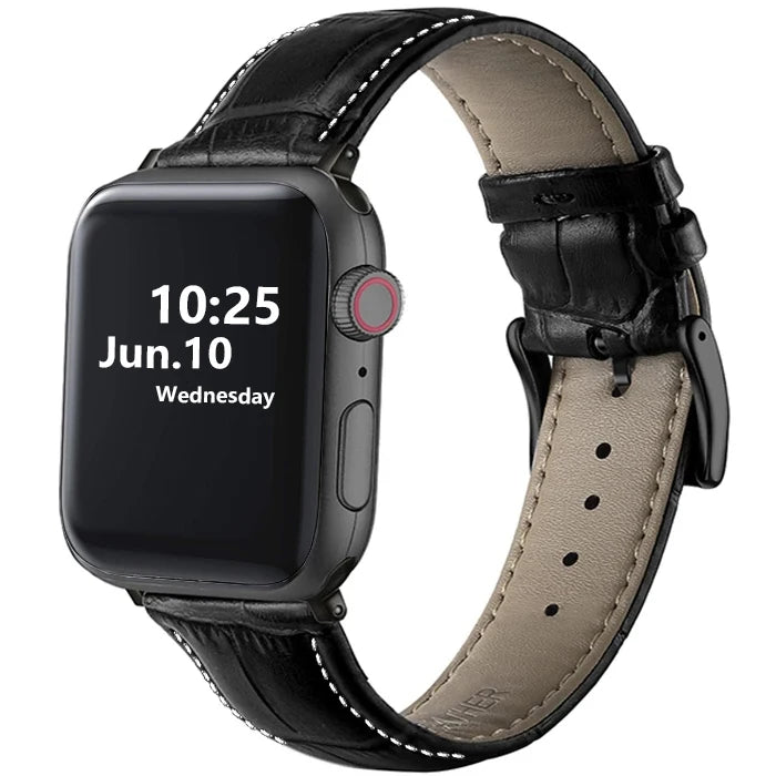 Leather Apple Watch Band (38/42mm, Series 3–6/SE Compatible)