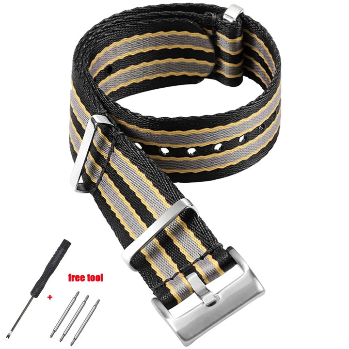 20mm High Density Nylon Watch Strap for Omega 007 Replacement Band for Rolex Premium Soft Straps Universal Sports Watch Band