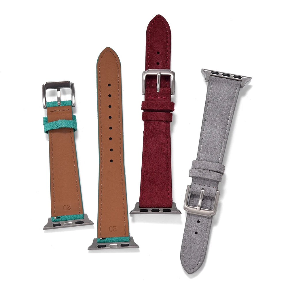 Suede Leather Strap for Apple Watch – Vintage Style (38-49mm)