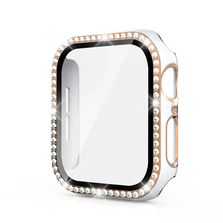 Glass+Cover For Apple Watch Case 45mm 44mm 41mm 40mm 38 42mm Bling Diamond bumper+Screen Protector iwatch series 9 8 7 5 6 4 SE