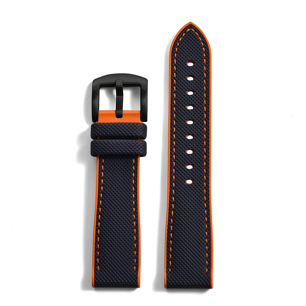 Premium Grade Hybrid FKM Nylon Watch Strap 18mm 20mm 22mm 24mm Fluoro Rubber Watchbands For Each Brand Diving Watches