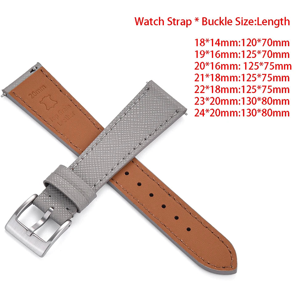 Premium Grade Quick Release Vintage Stitched Leather Watch Strap Saffiano Leather Watchbands 18mm 19mm 20mm 21mm 22mm 23mm 24mm