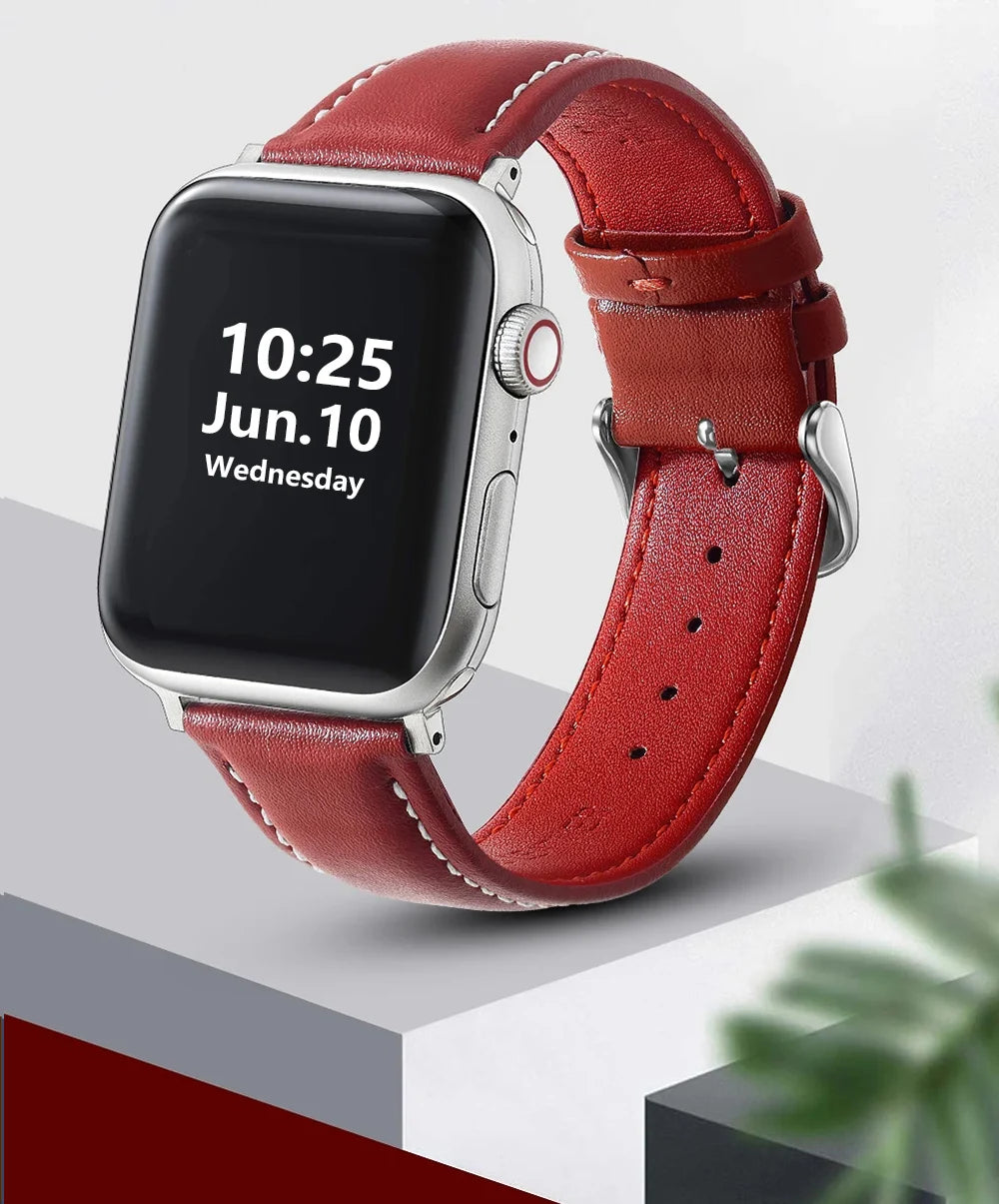 Genuine Leather Apple Watch Band 40–49mm for iWatch Series 3–8 & Ultra