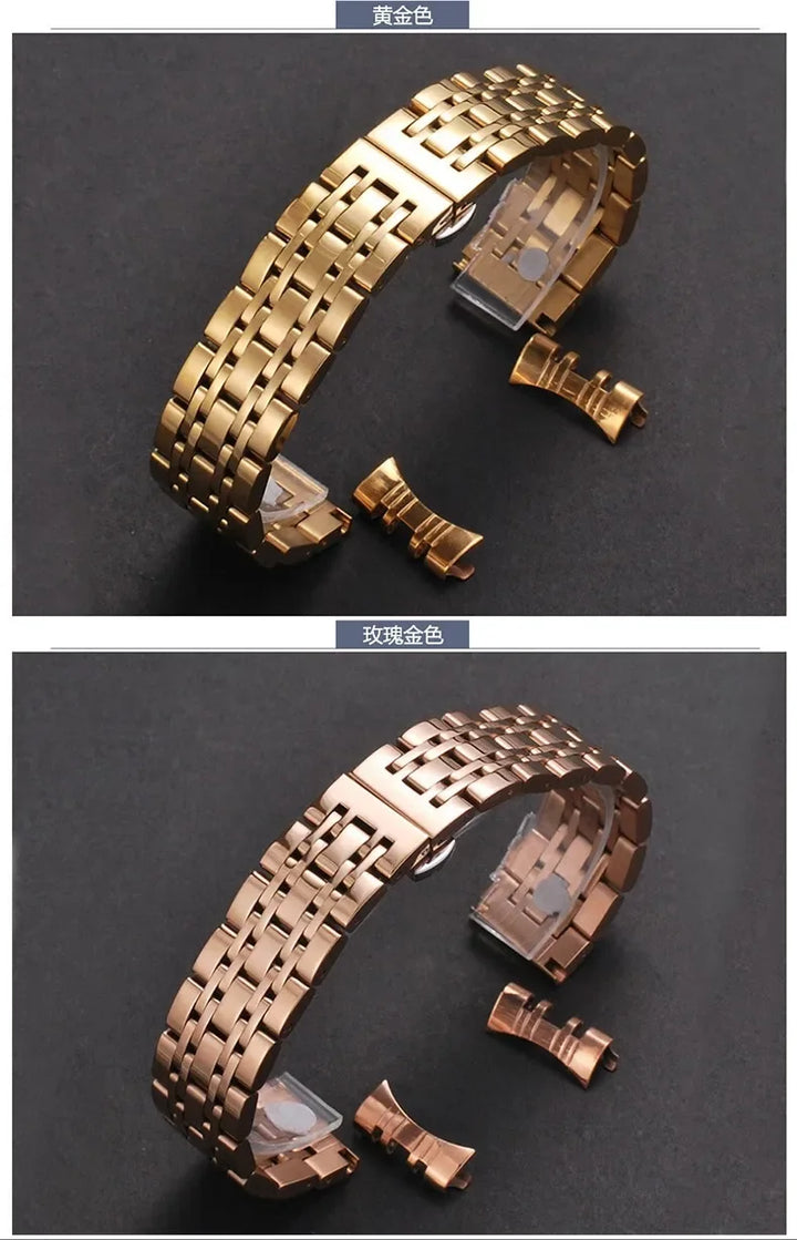 Solid Stainless Steel Watch Band 16–24mm with Butterfly Buckle for TISSOT,
