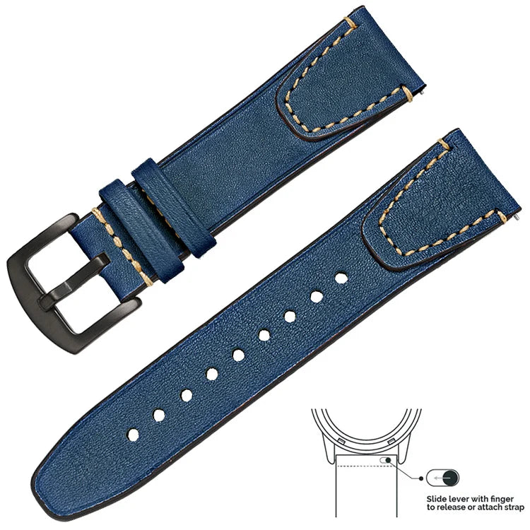op Grain Genuine Leather Watch Band 20mm 22mm (Quick Release)