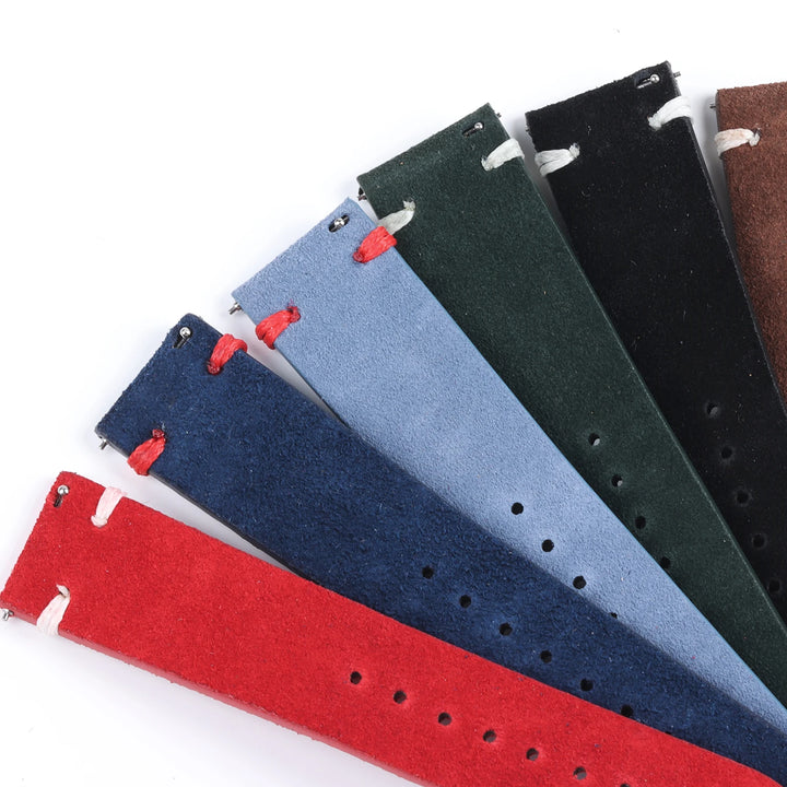 Vintage Suede Leather Watch Strap (Handmade Stitching)
