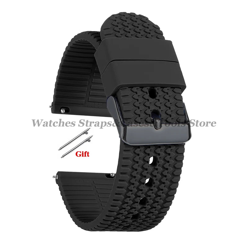 Soft Silicone Rubber Watch Band 18–24mm for Omega & Huawei (Quick