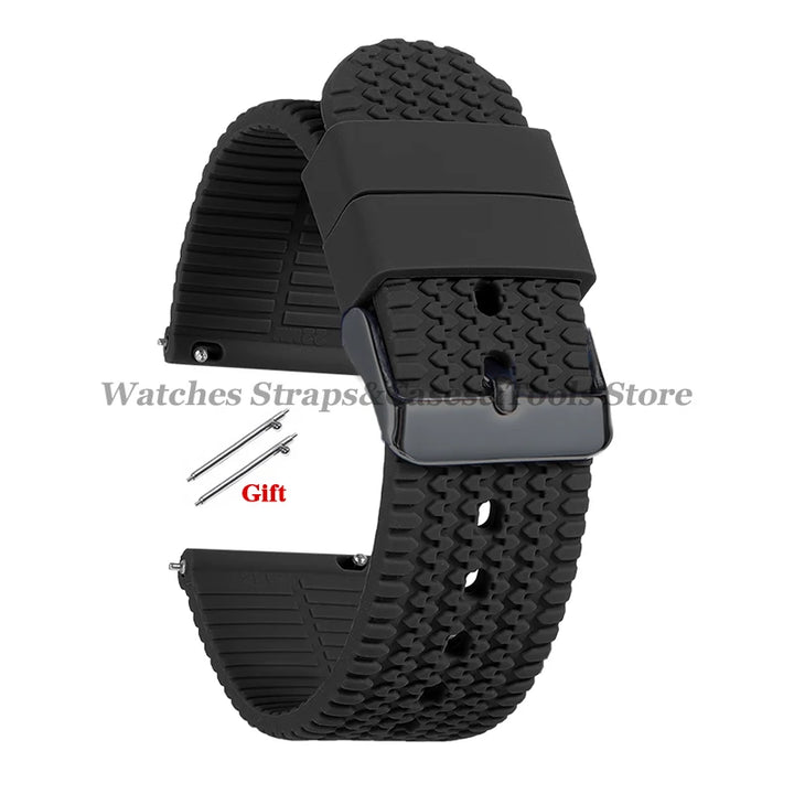 Soft Silicone Rubber Watch Band 18–24mm for Omega & Huawei (Quick