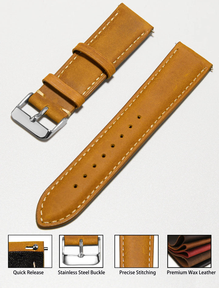Wax Vintage Leather Watch Strap 14–24mm