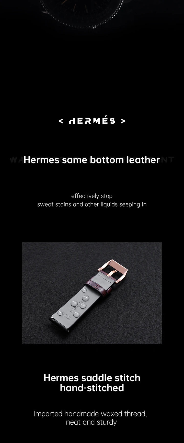 Luxury Design Bicolor Handmade Stitching Watch Strap Quick Release Watch Accessories Full Grain Leather Watch Band