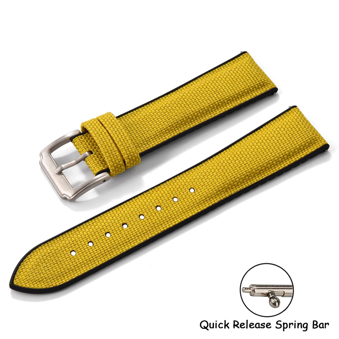 18/19/20/21/22mm Canvas Nylon Watch Strap Waterproof Sport Silicone Rubber Watch Bands Qucik Release Sailcloth Straps Women Men