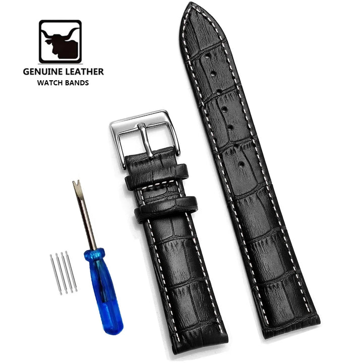 Premium Genuine Leather Watch Strap – 12–24mm with Tool