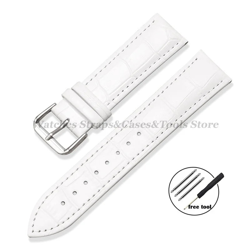Calfskin Leather Strap Slub Pattern 12/13/14/15/16/17/18/19/20/21/22/23/24mm Universal Watchband for Samsung SmartWatch Bracelet