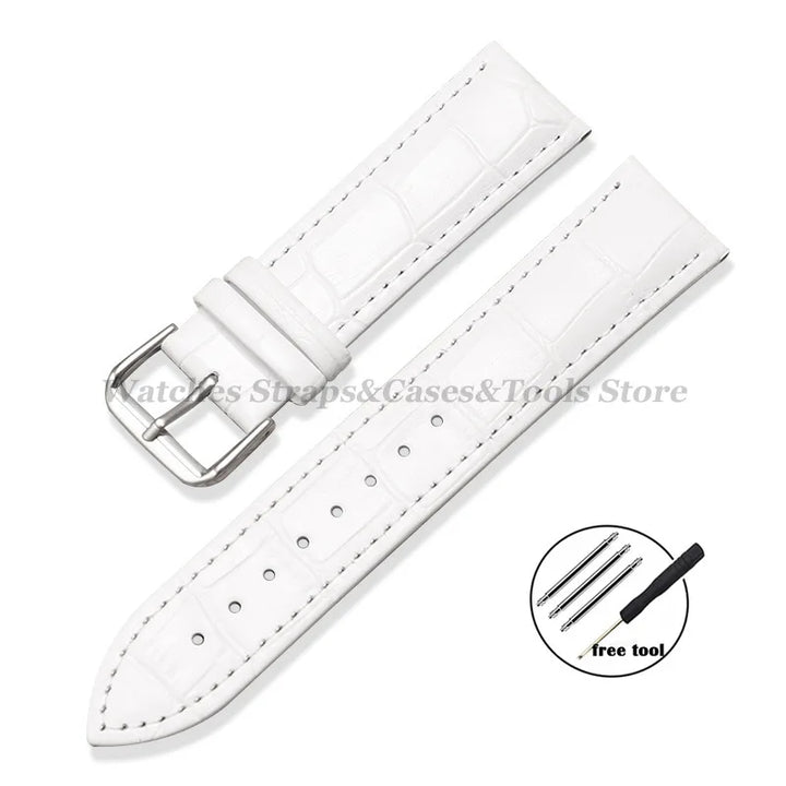 Calfskin Leather Strap Slub Pattern 12/13/14/15/16/17/18/19/20/21/22/23/24mm Universal Watchband for Samsung SmartWatch Bracelet