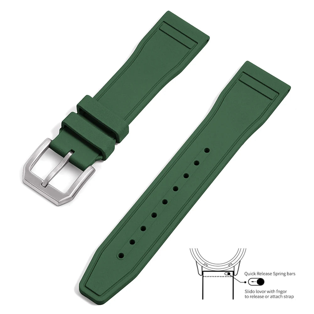 Premium Grade Fluororubber FKM 20mm 21mm 22mm Watch Strap Diving Waterproof Quick Release Watchbands