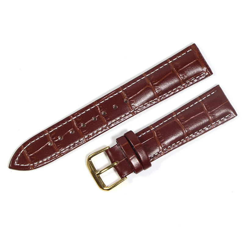 Genuine Leather Watch Strap with Steel Pin Buckle (12-24mm)