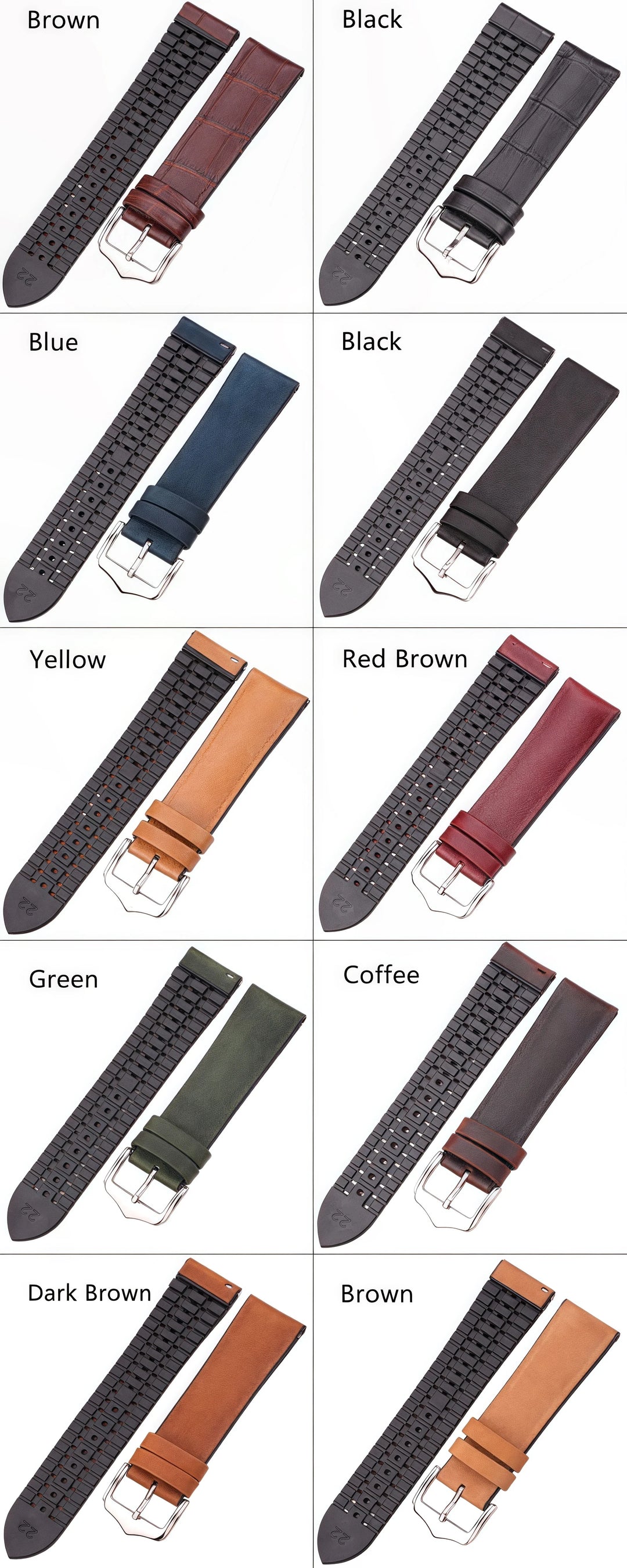 Genuine Leather Watchband Men Women Rubber Silicone Waterproof Breathable Watch Band Strap Buckle Clock Accessories 18 20 22mm