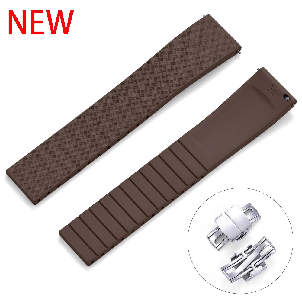 NATOBELT CTS FKM Rubber Watch Strap – 18–22mm Quick Release Butterfly Buckle, Cut-to-Size