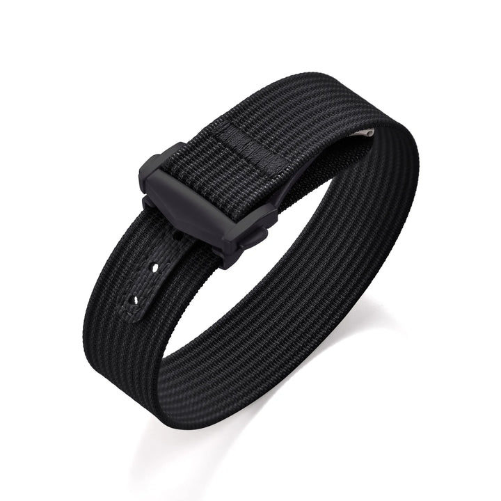Ribbed Nylon & FKM Rubber Watch Strap – 18–22mm Folding Buckle for Omega, Tudor & Seiko