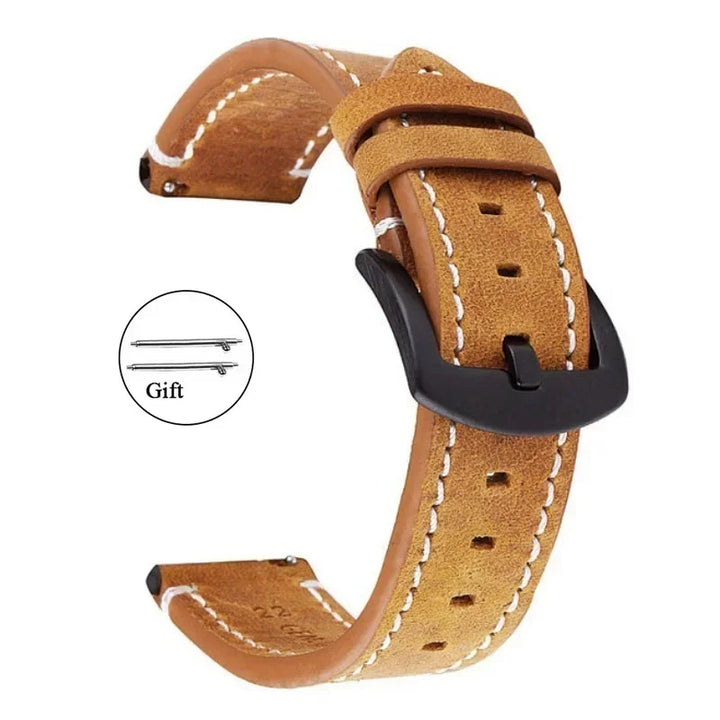18mm 19mm 20mm 21mm 22mm 24mm Straps Retro Cowhide Watchband for Huawei Gt2/Gt3 Belt Black Yellow Brown Strap for Samsung Galaxy