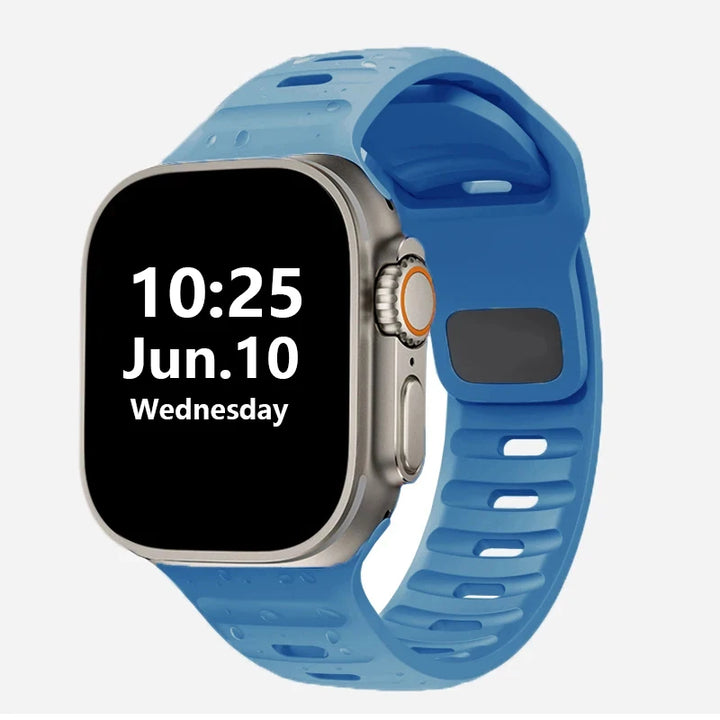 Silicone Apple Watch Band 38–49mm for iWatch Series 3–8 & Ultra