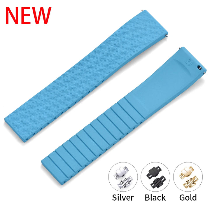 JUELONG CTS Fluororubber Watch Strap 18mm 19mm 20mm 22mm New Quick Release Butterfly Buckle Watch Band FKM Strap For Cut To Size