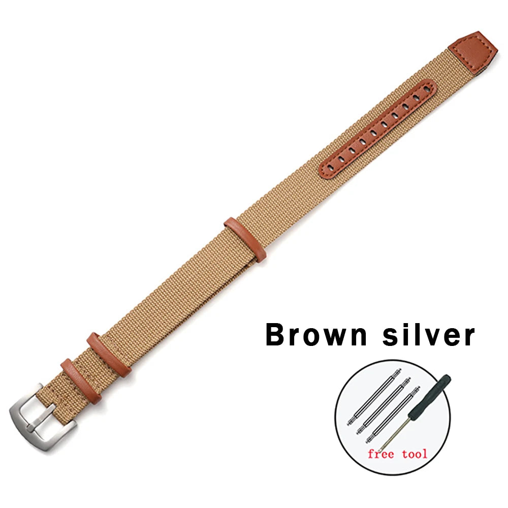 Nylon Leather Strap 20mm 22mm Watchband Genuine Leather Weave Replacement Bracelet for Hamilton Khaki Field Wristband Sport Band
