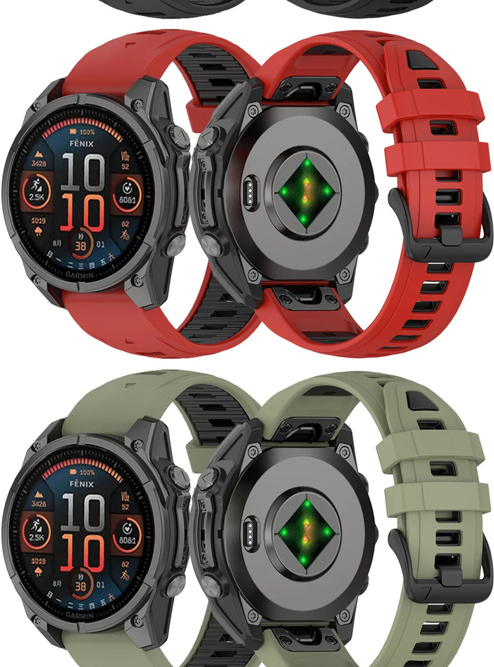 Title: Quick Release Silicone Watch Strap 20/22/26mm for Garmin Fenix 6–8 Series