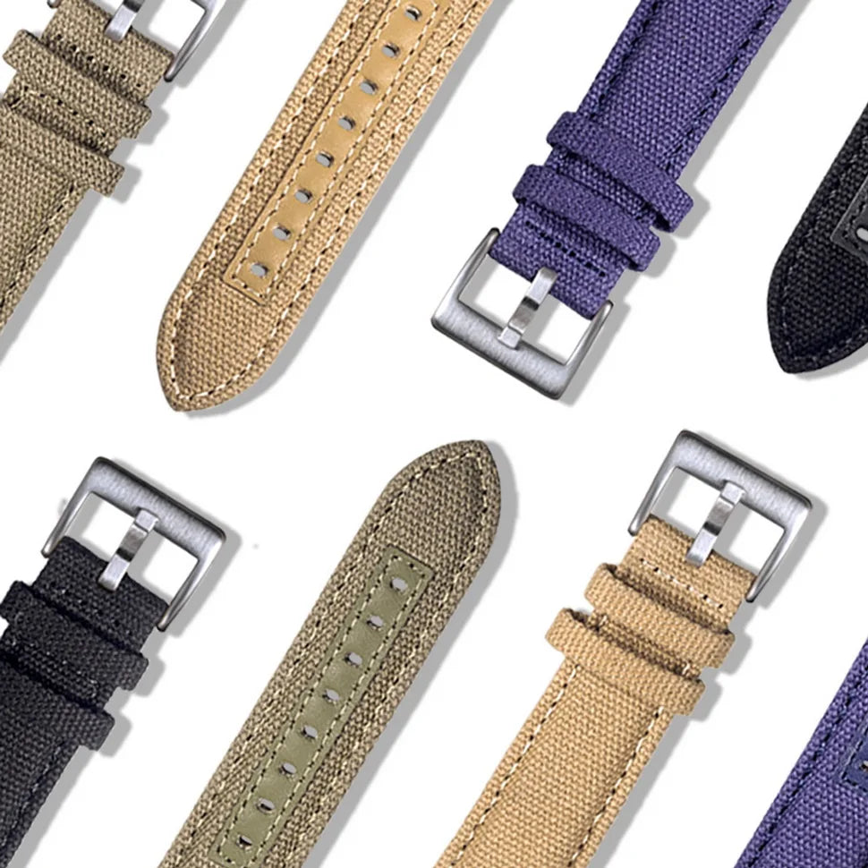 Hemsut Canvas Quick-Release Nylon Watch Strap (18-24mm)