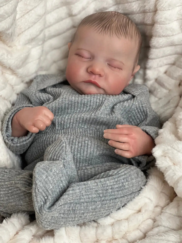 49 cm Levi Reborn Baby Doll – Sleeping Silicone Body, 3D Painted Skin & Visible Veins
