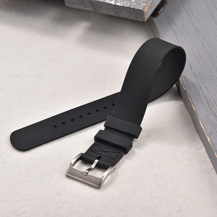 JUELONG Black FKM Fluoro Rubber Strap 20mm 21mm 22mm One Piece FKM Military Men Sport Watch Band For Diving Universal Bracelet