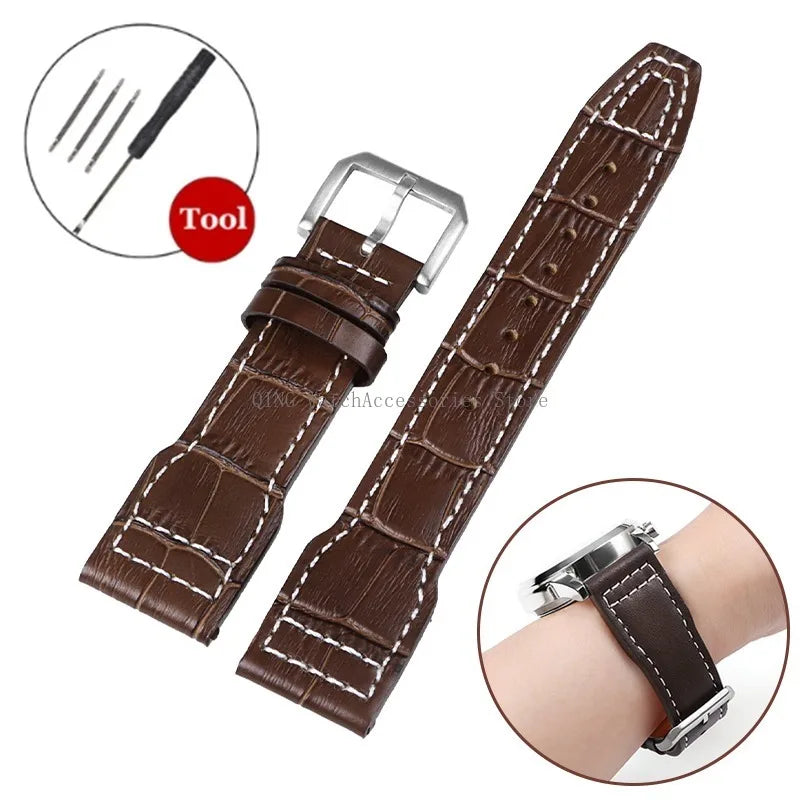 Genuine Cowhide Leather Strap for IWC Pilot – 20/21/22mm, Folding Buckle