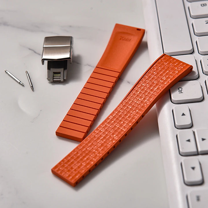 JUELONG Mosaic FKM Rubber CTS Strap 20mm 22mm Quick Release Spring Clasp For Perfect Fit Flat End Universal Watch Straps