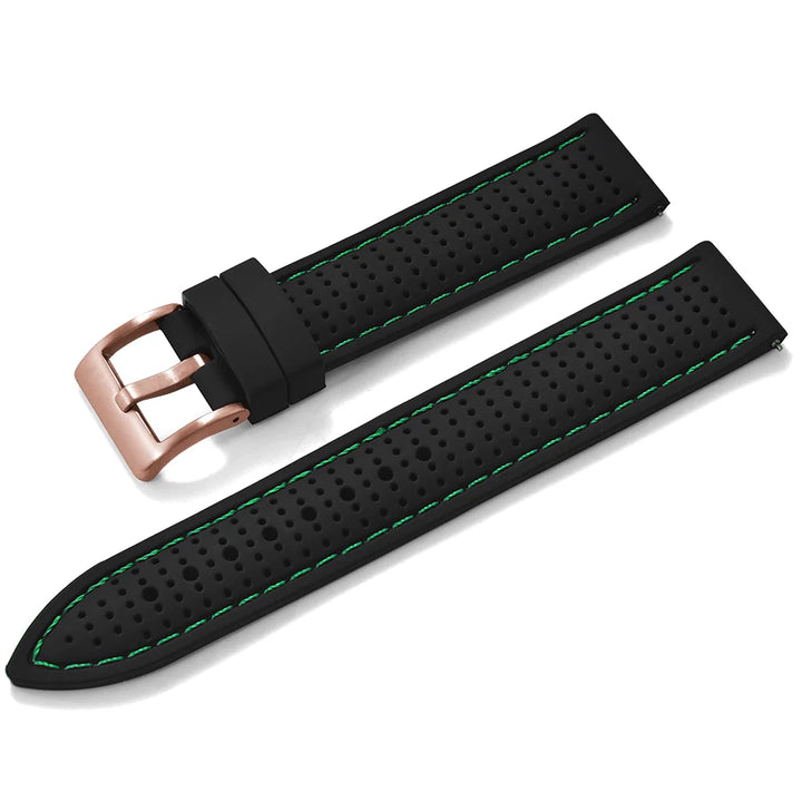 JUELONG Premium Porous Design Soft Rubber Watch Strap Perfect Fit Flat End Universal Quick Release Watch Strap 18mm 20mm 22mm