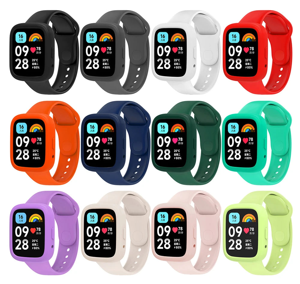 Silicone Strap & Protective Case for Redmi Watch 3 Active/Lite