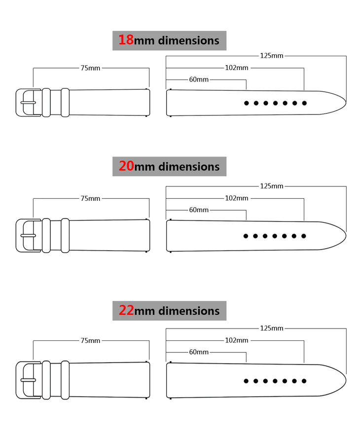 Samco Genuine Leather Watch Band 18–22mm (Quick Release)