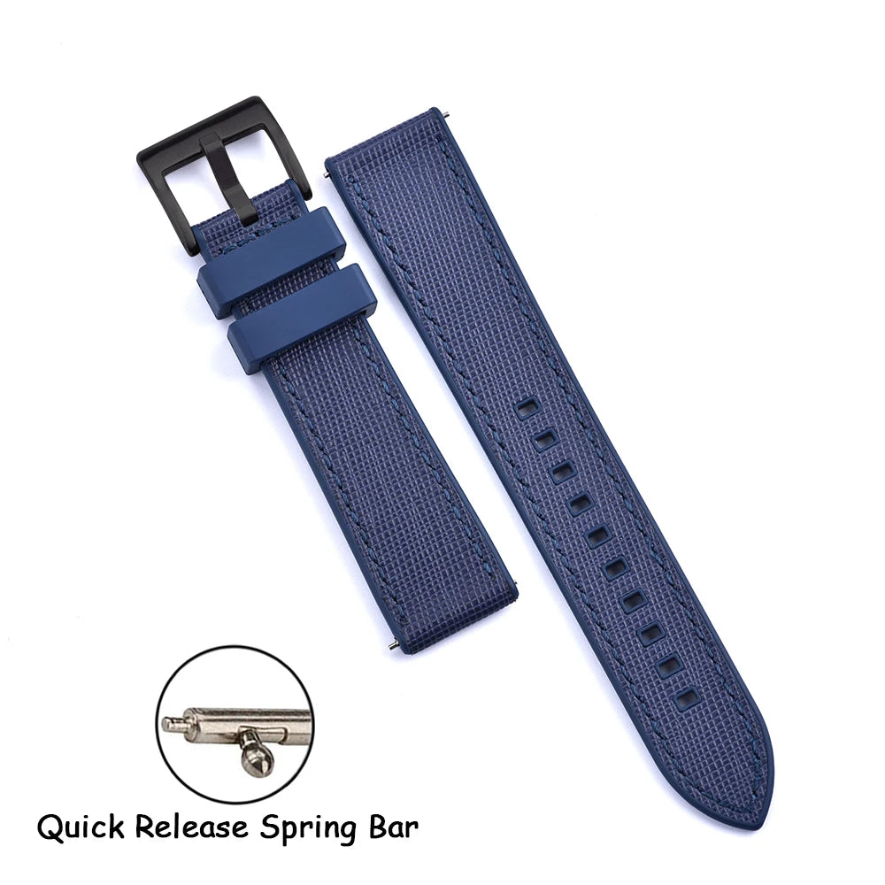 FKM Rubber Strap 20mm22mm Leather Qucik Release Watch Band Universal Women Men Watch Accessories for Omega Seiko Sports Bracelet