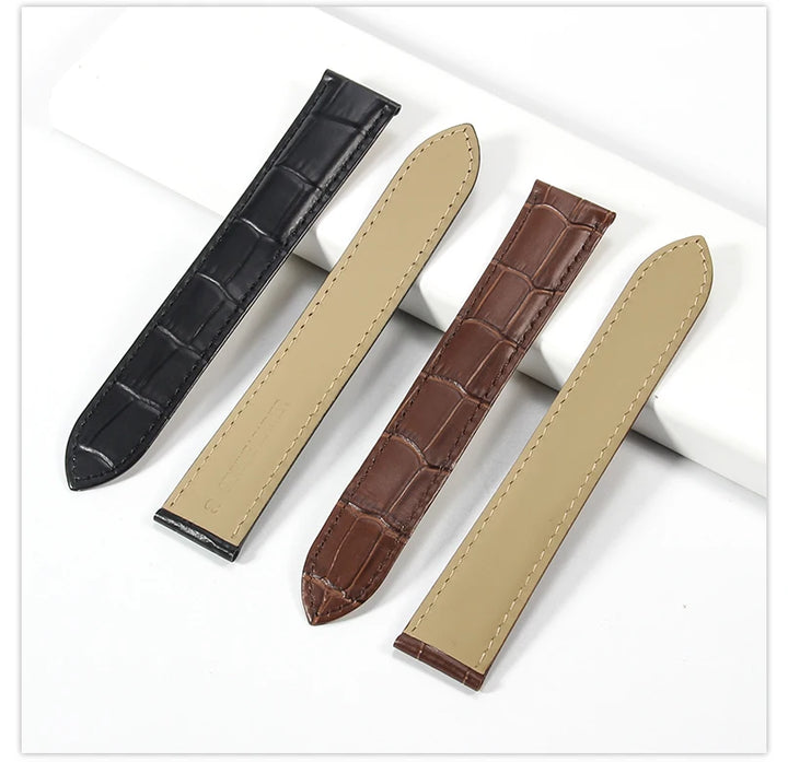Genuine Leather Cartier Tank Solo Watch Strap 17–25mm (Brown & Black,