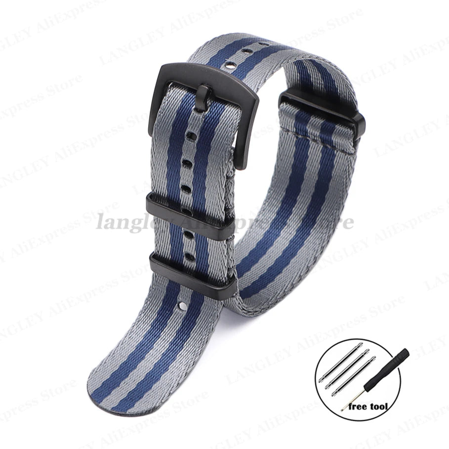 Premium Nylon Watch Strap 20/22mm (Black Buckle)