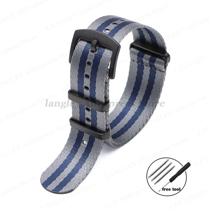 Premium Nylon Watch Strap 20/22mm (Black Buckle)