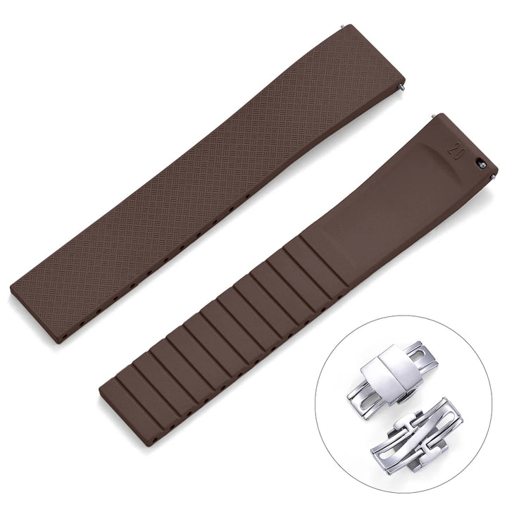 JUELONG CTS Fluororubber Watch Strap 18mm 19mm 20mm 22mm New Quick Release Butterfly Buckle Watch Band FKM Strap For Cut To Size