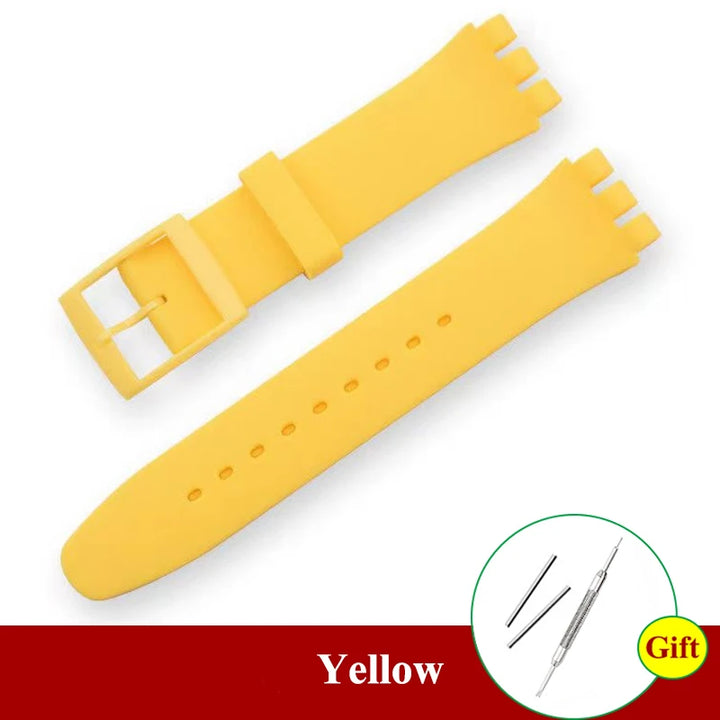 Soft Silicone Colorful Watch Strap for Swatch – 16-20mm with Tool