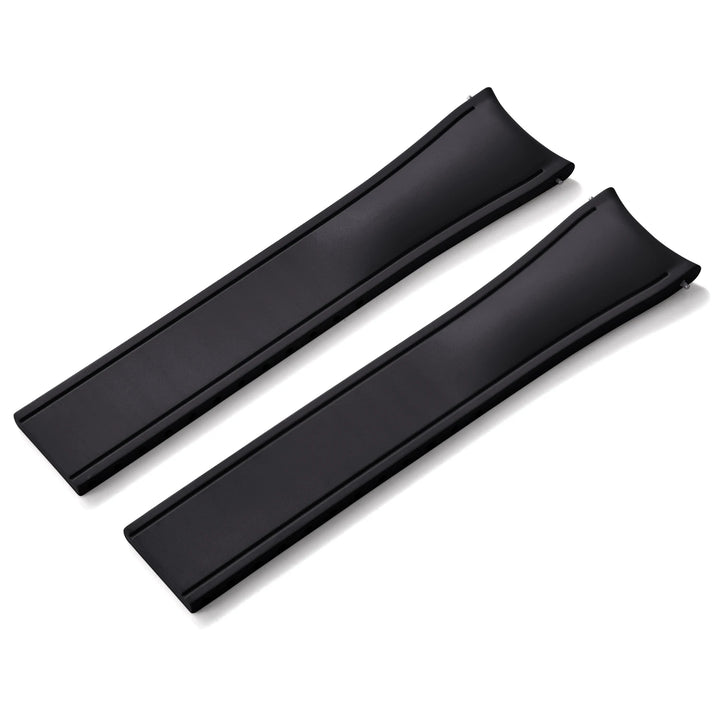 Premium Grade Curved Rubber CTS Strap 20mm 22mm Quick Release Butterfly Buckle Watch Bands FKM Rubber Strap For Cut To Size