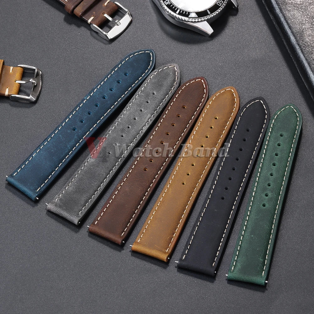 Genuine Calfskin Leather Watch Strap Brown (Butterfly Buckle, 18/20/22mm)