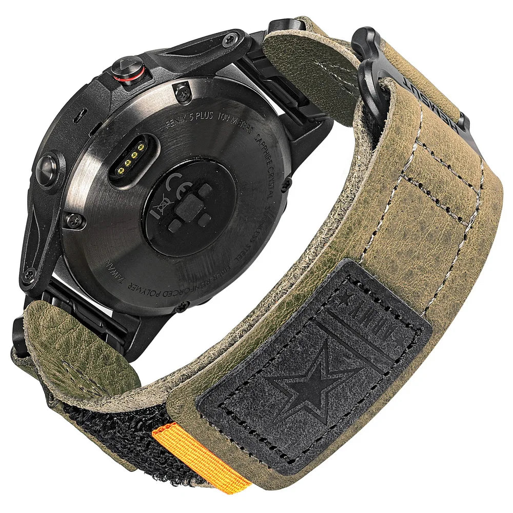 For Garmin Watch Band Leather Quickfit 20 22 26mm Retro Cowhide Straps Compatible Fenix Tactix Epix Instinct Quatix