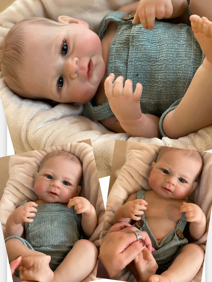 18″ Elijah Lifelike Reborn Baby Boy Doll – Handmade Newborn with Painted Hair