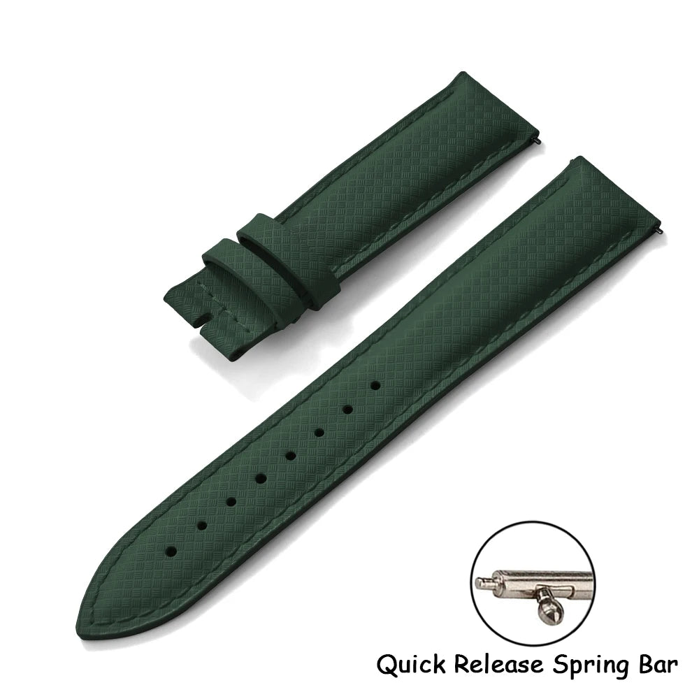 New Design FKM Rubber Sailcloth Strap 18/19/20/22mm Quick Release Leather Watch Band Universal Butterfly Buckle Band For Omega