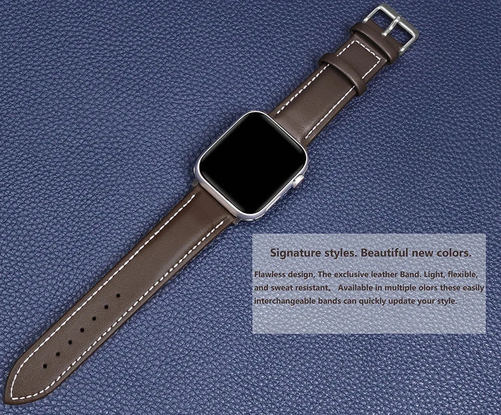 Genuine Leather Apple Watch Band 40–49mm for iWatch Series 3–8 & Ultra