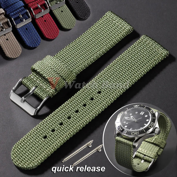 18/20/22/24mm Nylon Watch Band for Seiko Army Military Canvas Woven Nylon Strap Quick Release Wristband Men's Sport Watch Bands